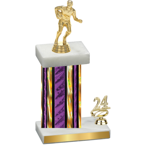 Accented Single Purple Glacier Year Rugby Trophy