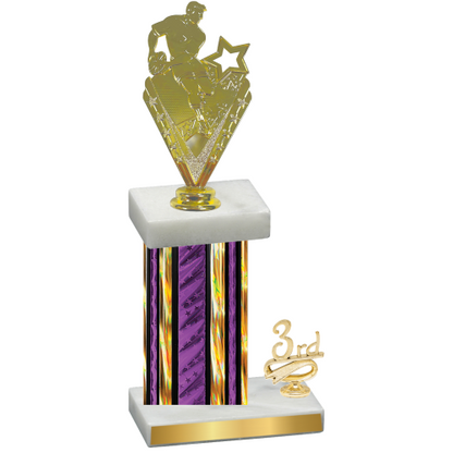 Accented Single Purple Glacier Third Place Rugby Trophy