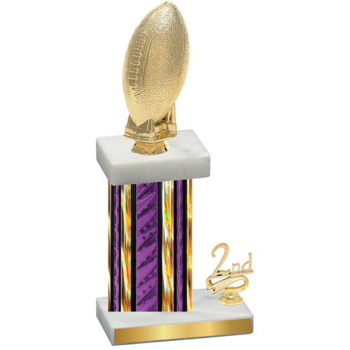 Accented Single Purple Glacier Second Place Football Trophy
