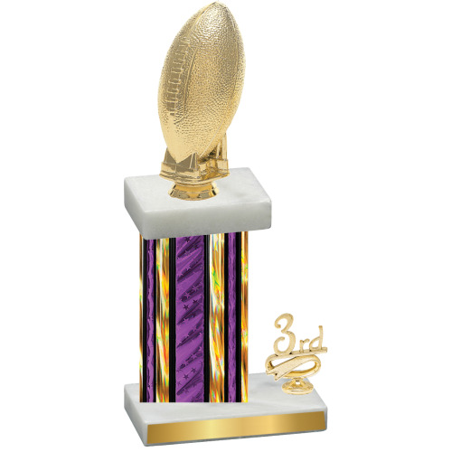 Accented Single Purple Glacier Third Place Football Trophy