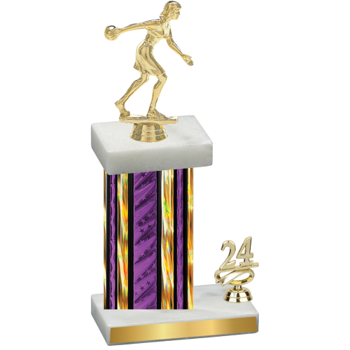 Accented Single Purple Glacier Year Bowling Trophy