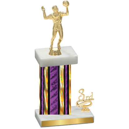 Accented Single Purple Glacier Third Place Volleyball Trophy