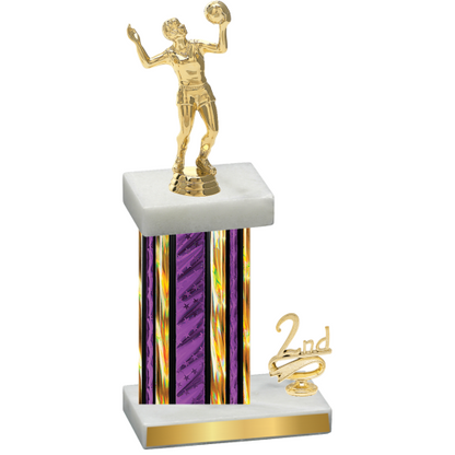 Accented Single Purple Glacier Second Place Volleyball Trophy