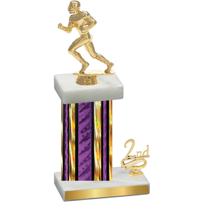 Accented Single Purple Glacier Second Place Football Trophy
