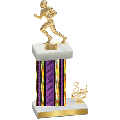 Accented Single Purple Glacier Third Place Football Trophy