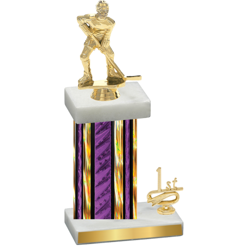 Accented Single Purple Glacier First Place Hockey Trophy