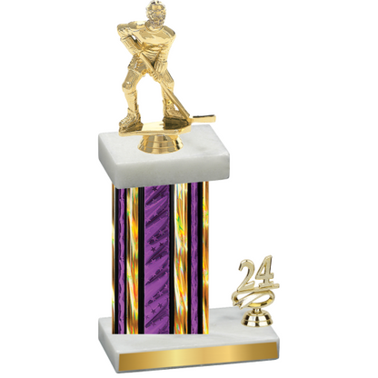 Accented Single Purple Glacier Year Hockey Trophy