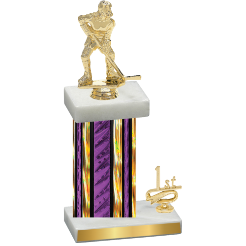 Accented Single Purple Glacier First Place Hockey Trophy