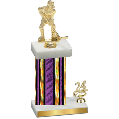 Accented Single Purple Glacier Year Hockey Trophy