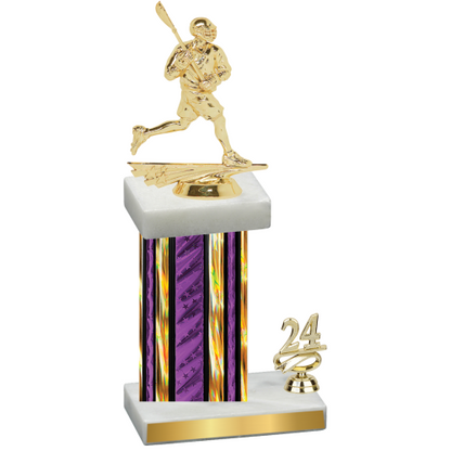 Accented Single Purple Glacier Year Lacrosse Trophy