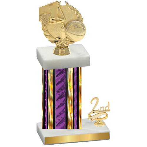 Accented Single Purple Glacier Second Place Basketball Trophy