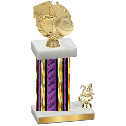 Accented Single Purple Glacier Year Basketball Trophy