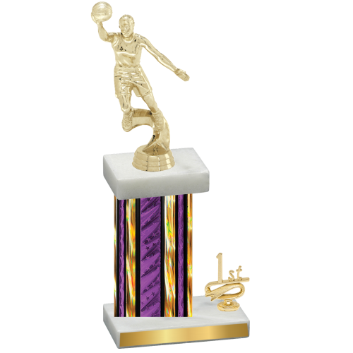 Accented Single Purple Glacier First Place Basketball Trophy