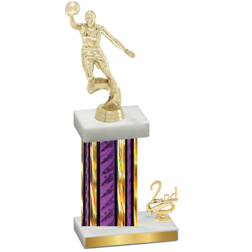 Accented Single Purple Glacier Second Place Basketball Trophy