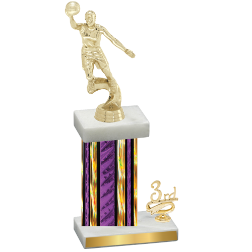 Accented Single Purple Glacier Third Place Basketball Trophy