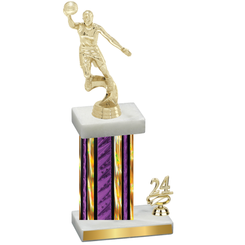 Accented Single Purple Glacier Year Basketball Trophy