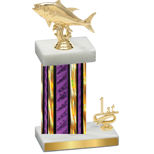 Accented Single Purple Glacier First Place Fishing Trophy