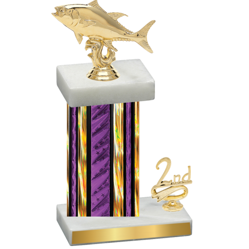 Accented Single Purple Glacier Second Place Fishing Trophy
