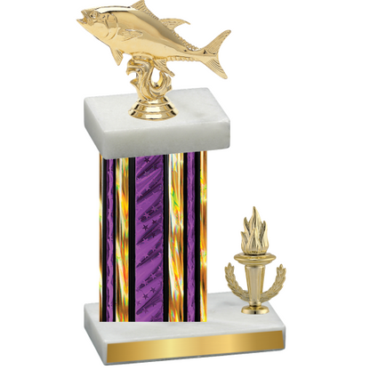 Accented Single Purple Glacier Victory Fishing Trophy