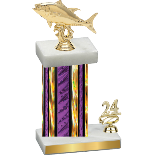 Accented Single Purple Glacier Year Fishing Trophy