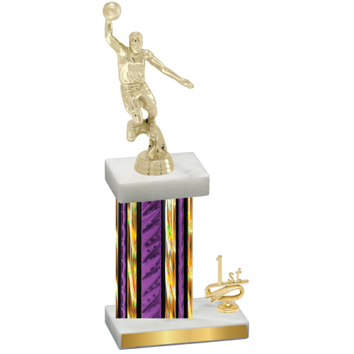 Accented Single Purple Glacier First Place Basketball Trophy