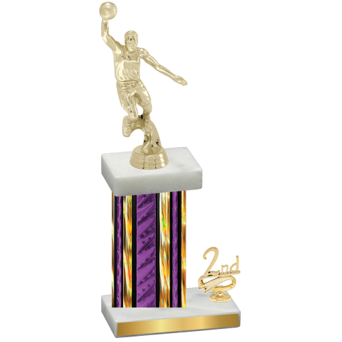 Accented Single Purple Glacier Second Place Basketball Trophy