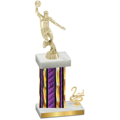 Accented Single Purple Glacier Second Place Basketball Trophy