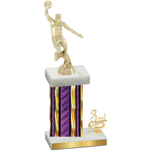 Accented Single Purple Glacier Third Place Basketball Trophy