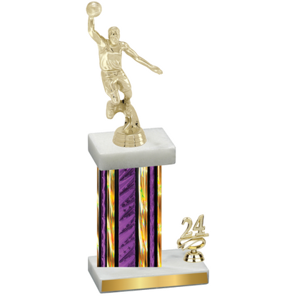 Accented Single Purple Glacier Year Basketball Trophy