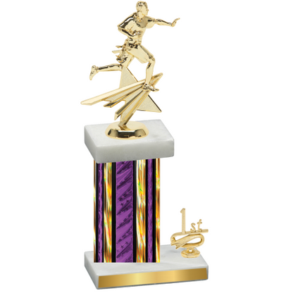 Accented Single Purple Glacier First Place Flag Football Trophy