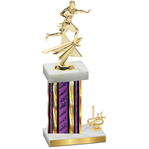 Accented Single Purple Glacier First Place Flag Football Trophy