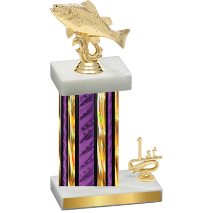 Accented Single Purple Glacier First Place Fishing Trophy