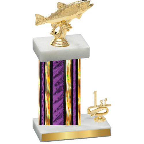 Accented Single Purple Glacier First Place Fishing Trophy