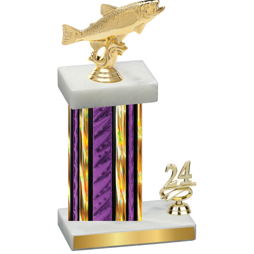 Accented Single Purple Glacier Year Fishing Trophy