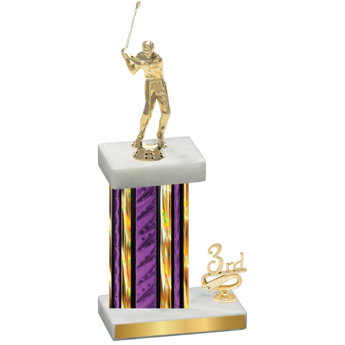 Accented Single Purple Glacier Third Place Golf Trophy