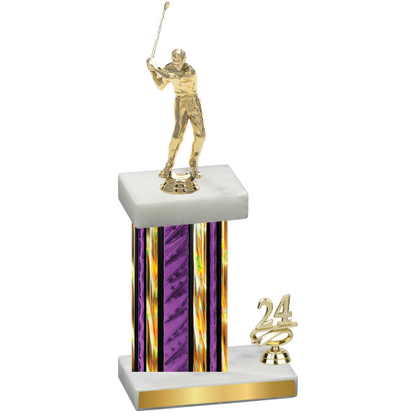 Accented Single Purple Glacier Year Golf Trophy