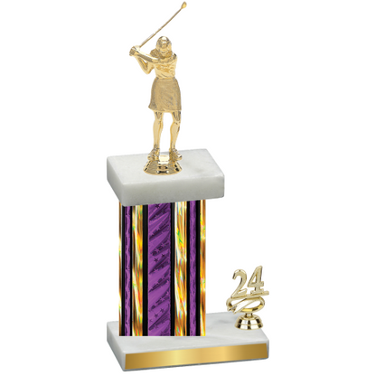 Accented Single Purple Glacier Year Golf Trophy