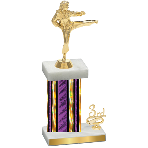 Accented Single Purple Glacier Third Place Karate Trophy