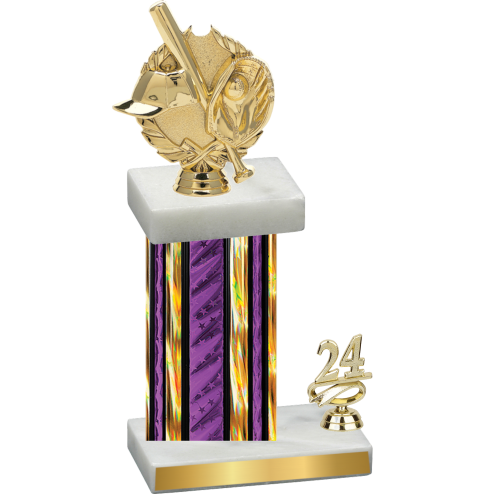 Accented Single Purple Glacier Year Baseball Trophy