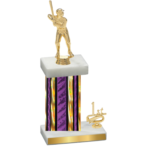 Accented Single Purple Glacier First Place Baseball Trophy