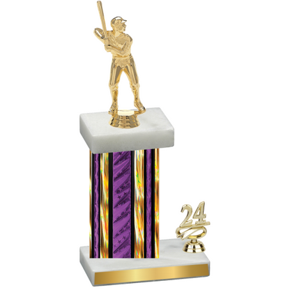 Accented Single Purple Glacier Year Baseball Trophy