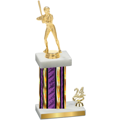 Accented Single Purple Glacier Year Softball Trophy