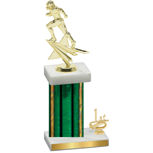 Accented Single Green Glacier First Place Football Trophy