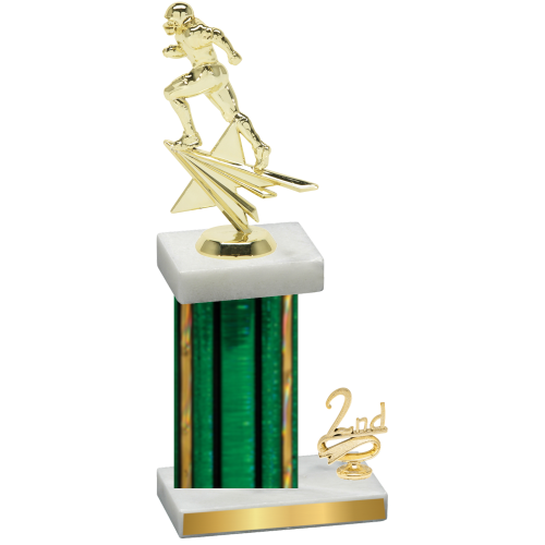 Accented Single Green Glacier Second Place Football Trophy