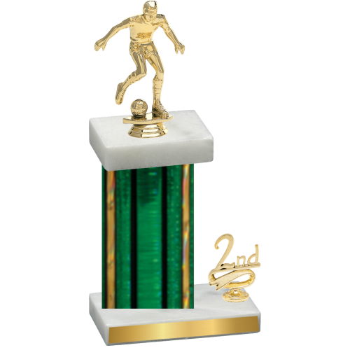 Accented Single Green Glacier Second Place Soccer Trophy