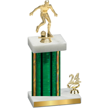 Accented Single Green Glacier Year Soccer Trophy