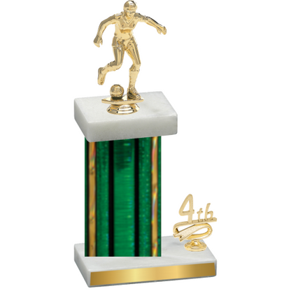 Accented Single Green Glacier Fourth Place Soccer Trophy