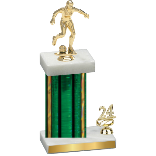 Accented Single Green Glacier Year Soccer Trophy