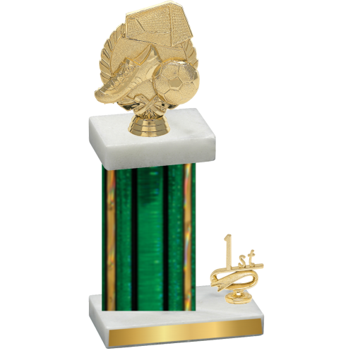 Accented Single Green Glacier First Place Soccer Trophy