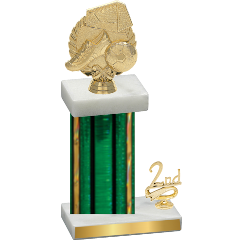 Accented Single Green Glacier Second Place Soccer Trophy